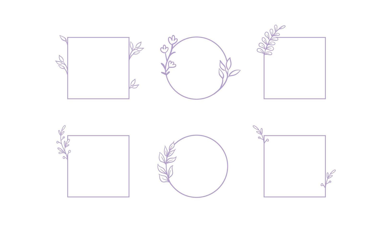 Floral decorative vector frame. Circle and square shaped frame. Elegant ornaments.