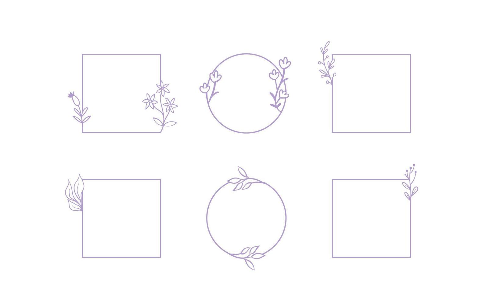 Floral decorative vector frame. Circle and square shaped frame. Elegant ornaments.