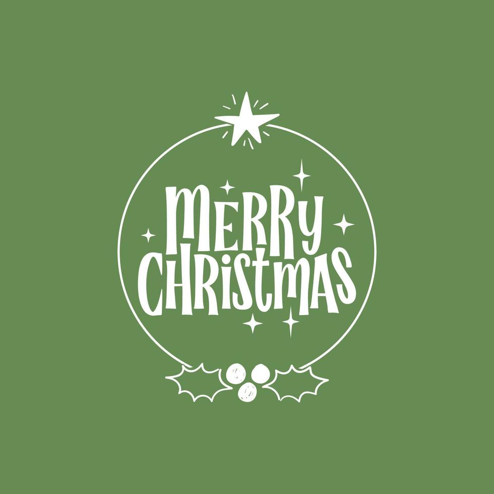 Merry Christmas lettering. Decorative holidays badge. Xmas celebration design for card or banner. vector