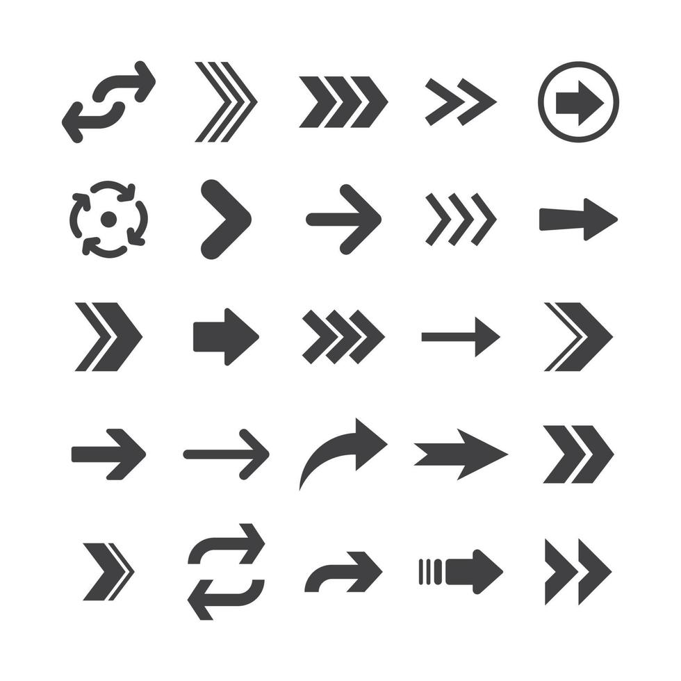 Arrow icons. Simple directional pictogram arrows. vector