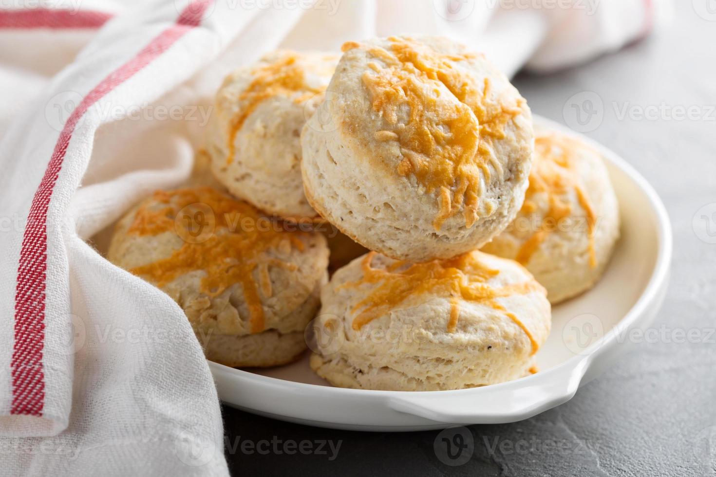 Homemade buttermilk biscuits with cheddar cheese photo