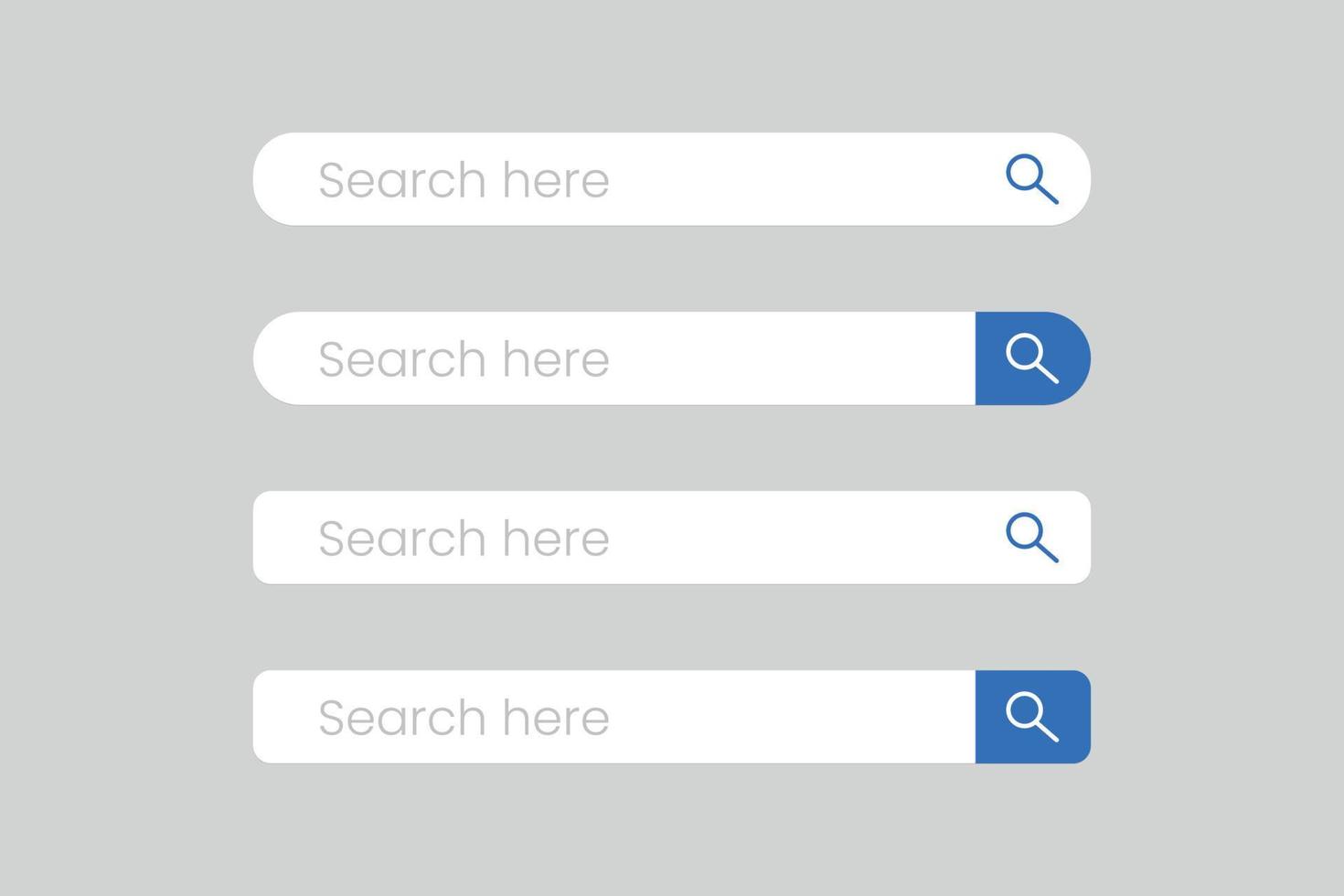 Set of search bar boxes ui search templates for websites vector