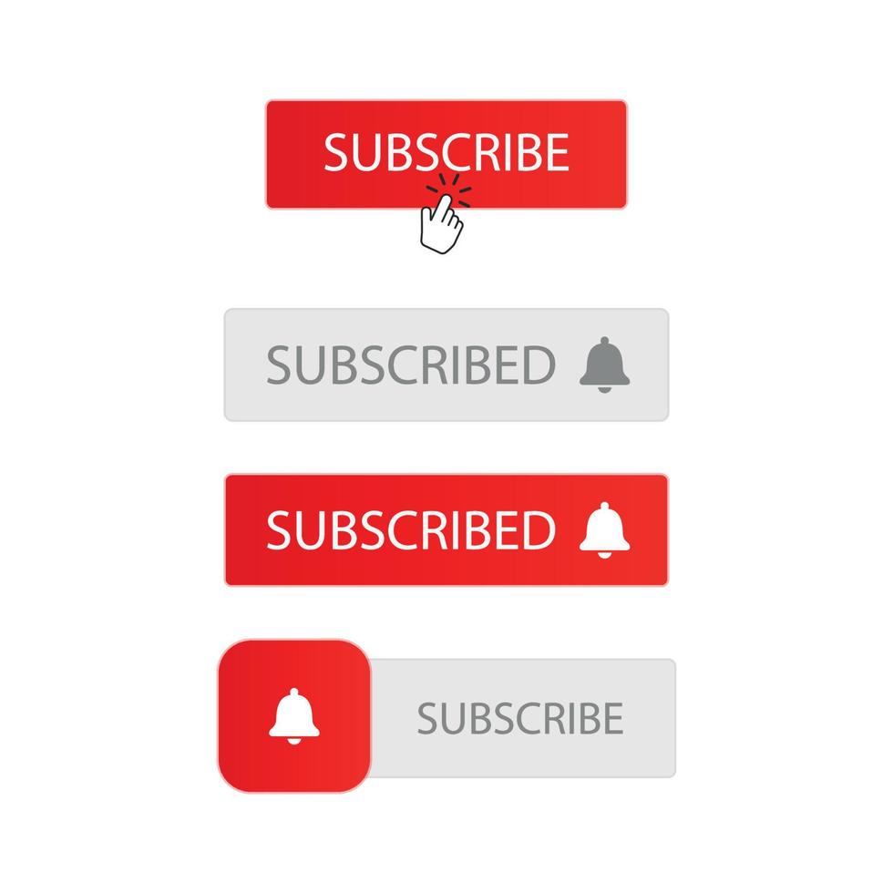 Set of subscribe button with bell icon vector