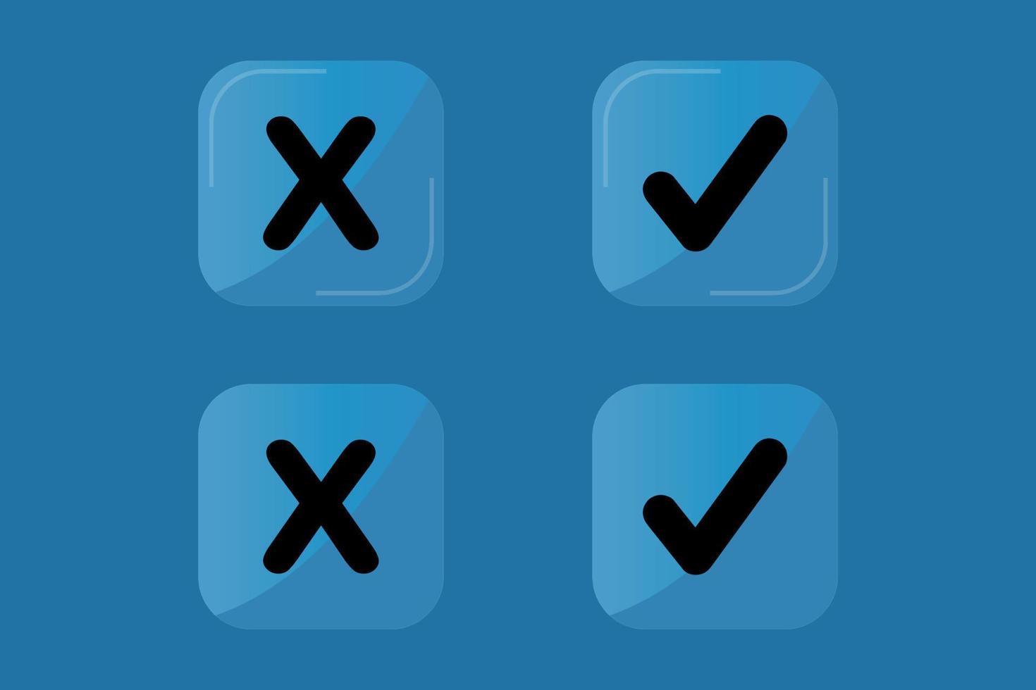 Glossy Check mark and cross buttons design vector