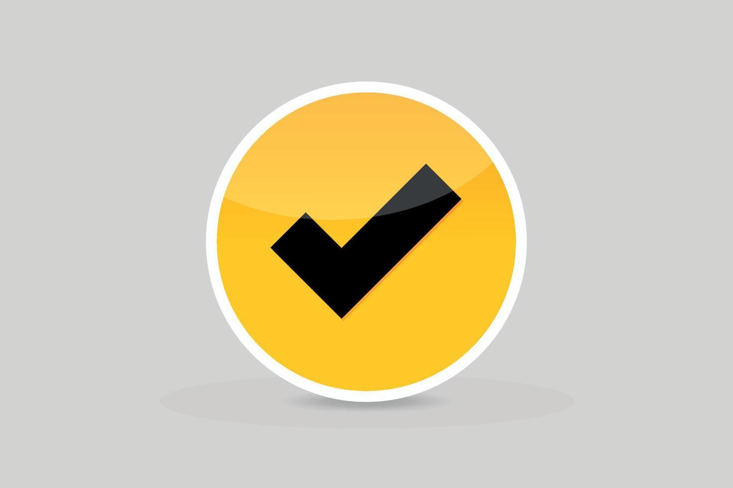 Glossy Check mark sign icon vector