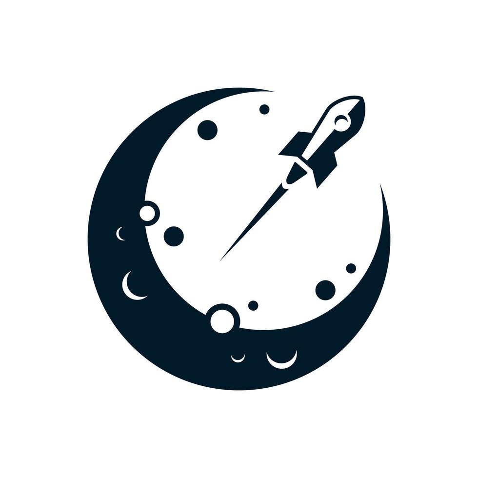 rocket and moon logo vector