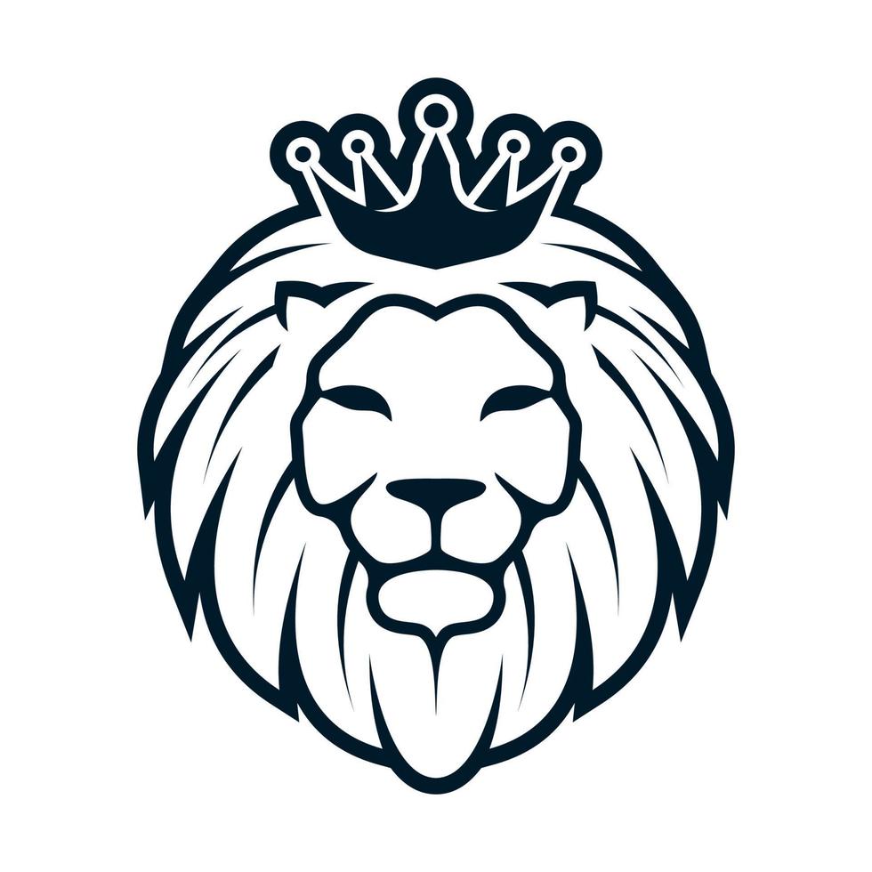 line art lion logo with crown 15693590 Vector Art at Vecteezy