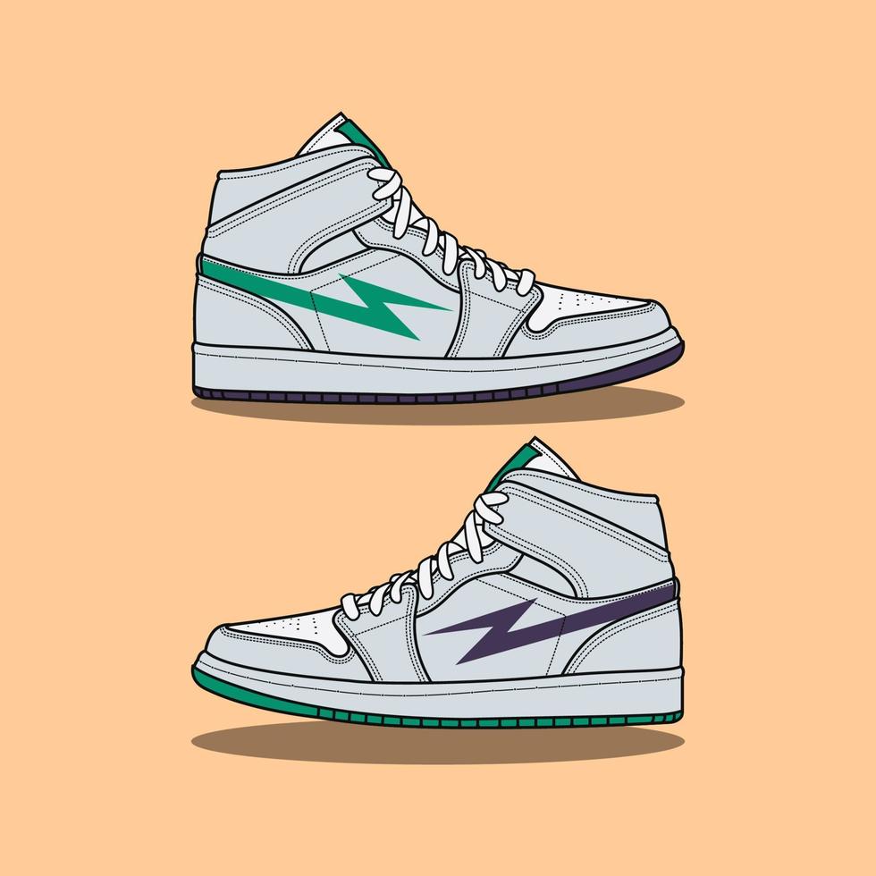 ilustración vectorial de un par de zapatillas de deporte, zapatillas de baloncesto para jóvenes vector