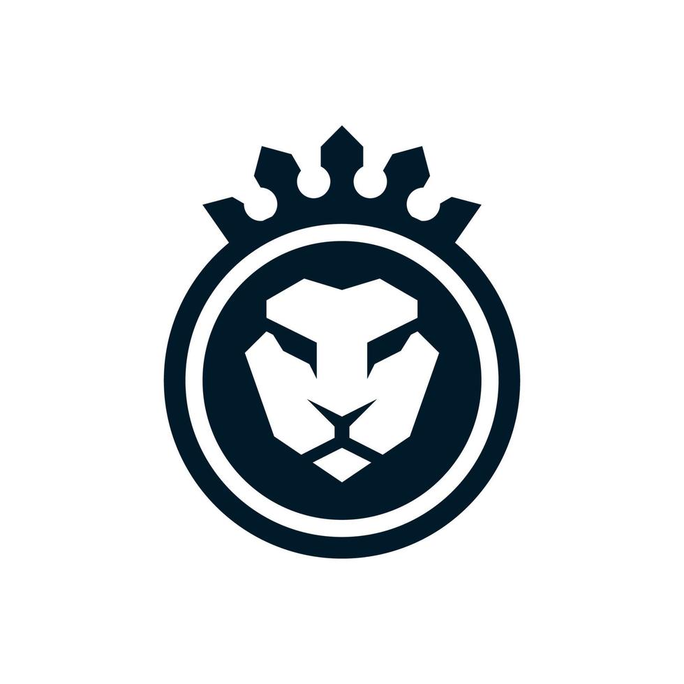 logotipo de cabeza y corona de león vector