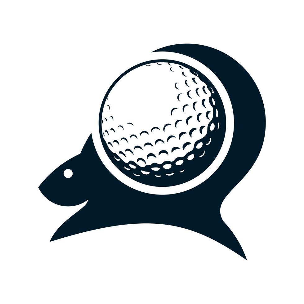 logotipo único de ardilla y pelota de golf, con espacio negativo vector