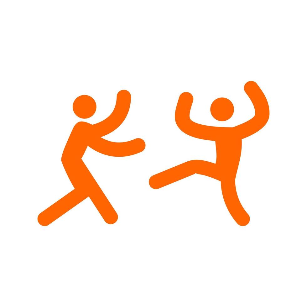 two stick figure icons of men fighting vector