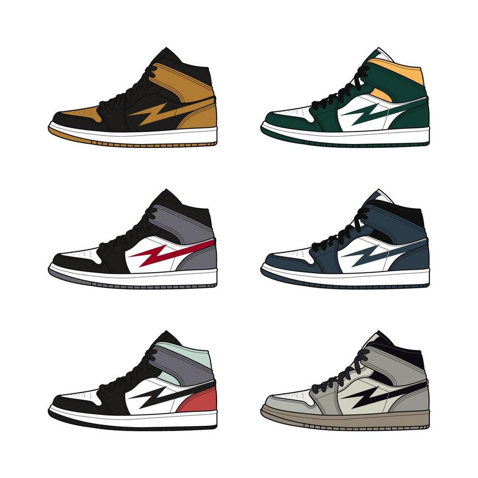 ilustración vectorial de zapatillas de deporte coloridas, zapatillas de baloncesto para jóvenes vector