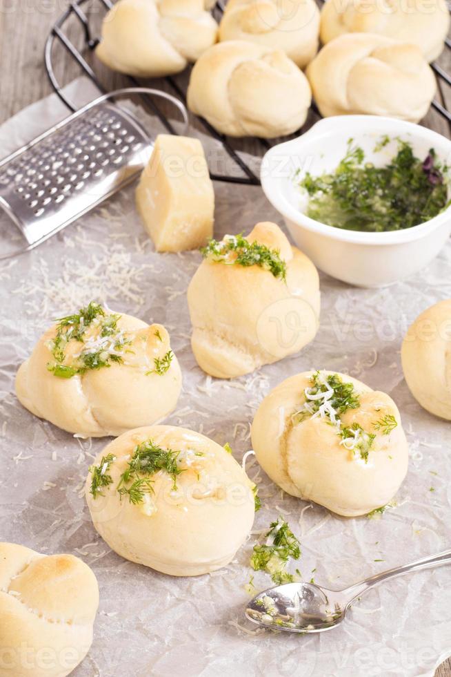 Dinner rolls with parmesan and garlic photo