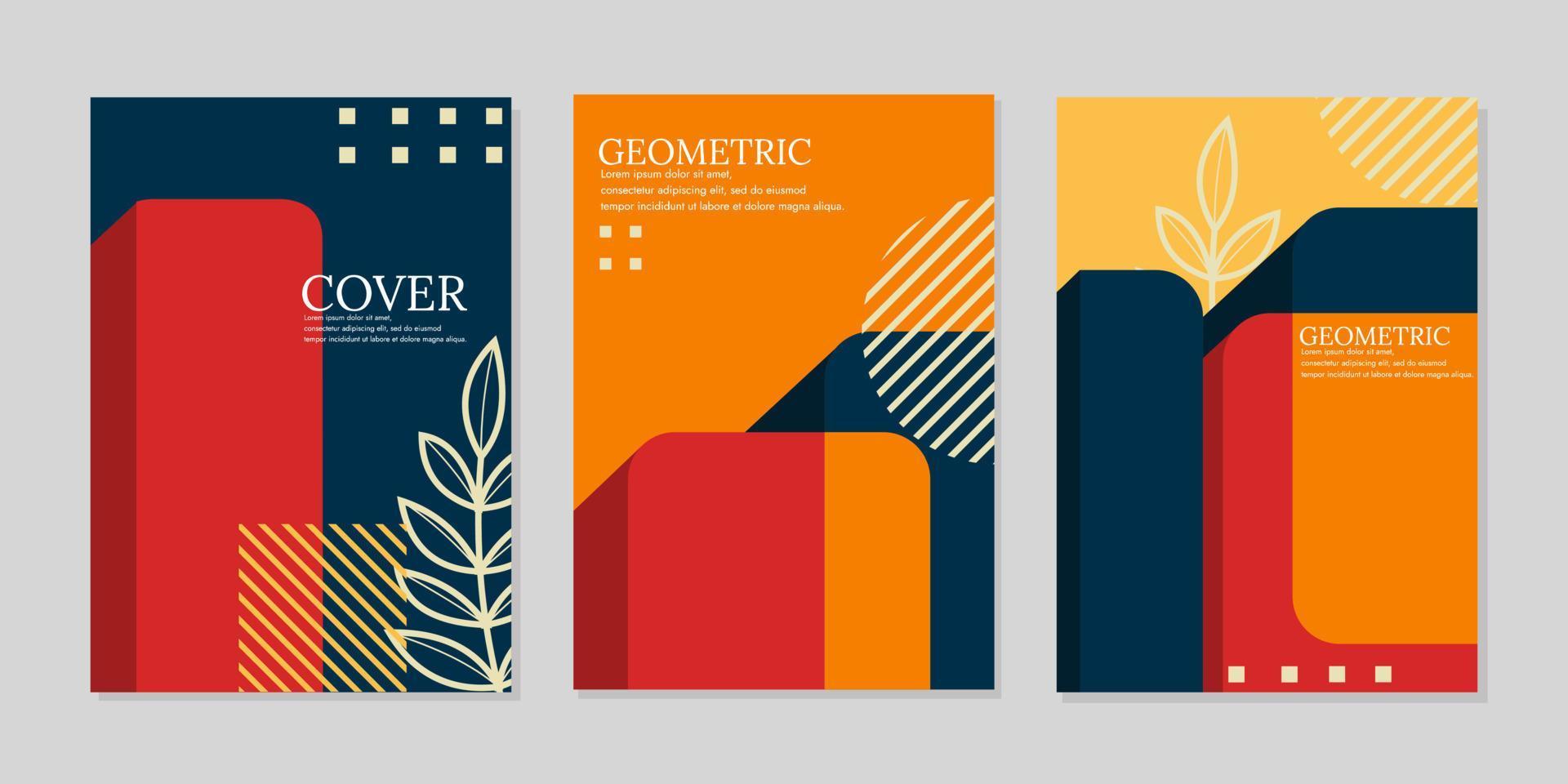 Company identity brochure template collection. Business presentation vector vertical orientation front page mock up set. Corporate report cover abstract geometric illustration design layout bundle.