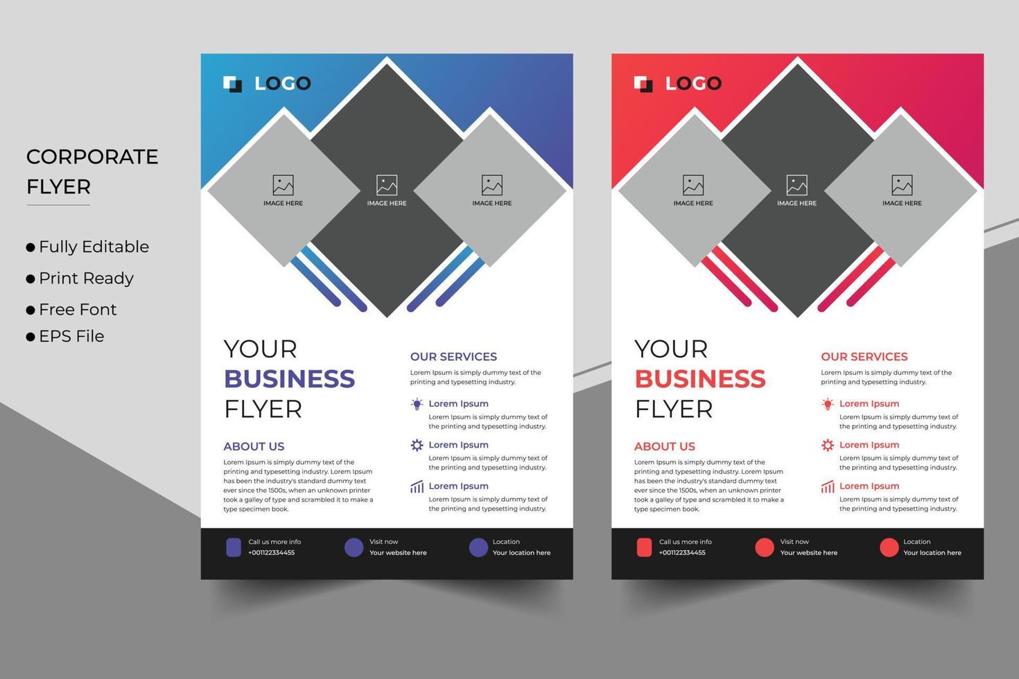 Corporate business flyer design and brochure cover template vector