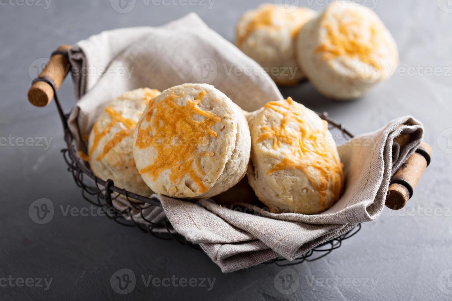 Homemade buttermilk biscuits with cheddar cheese photo