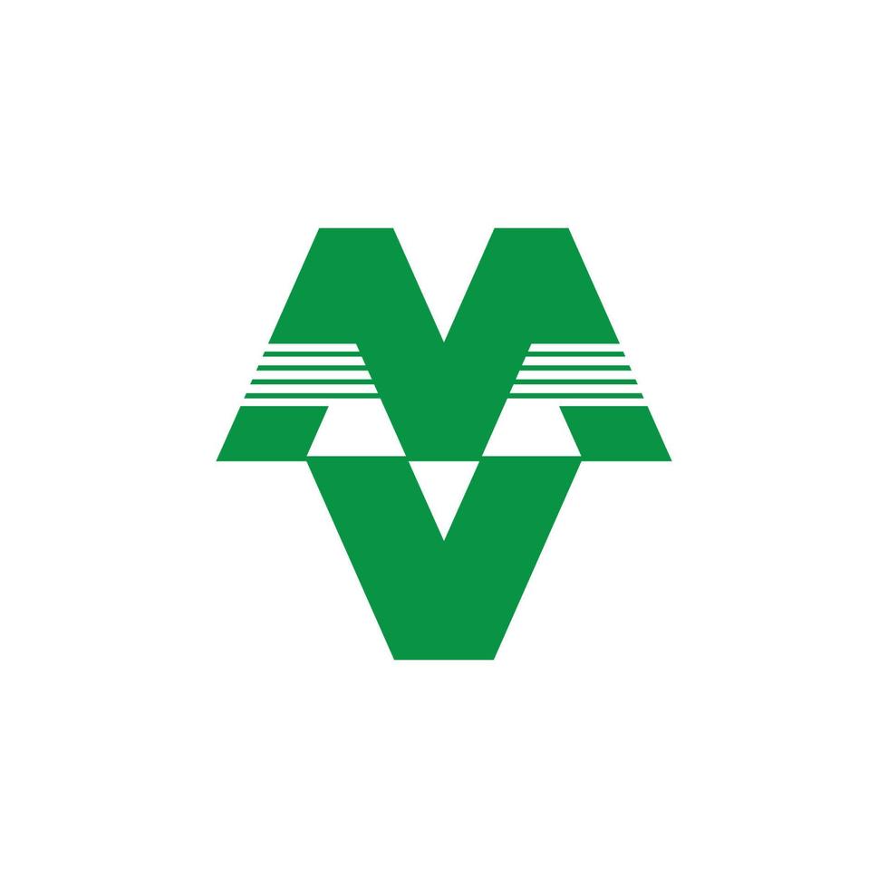 letter mv mountain green logo vector