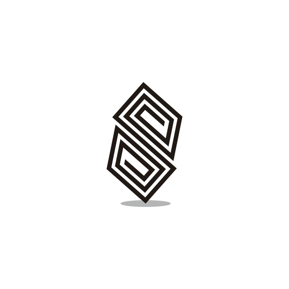 vector de logotipo geométrico lineal delgado espiral de letra s