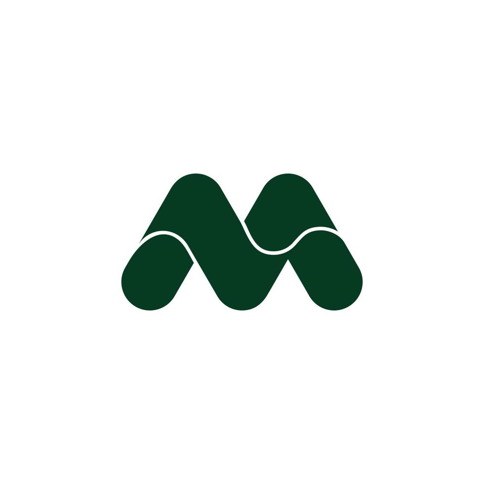 letter m green curves geometric simple logo vector