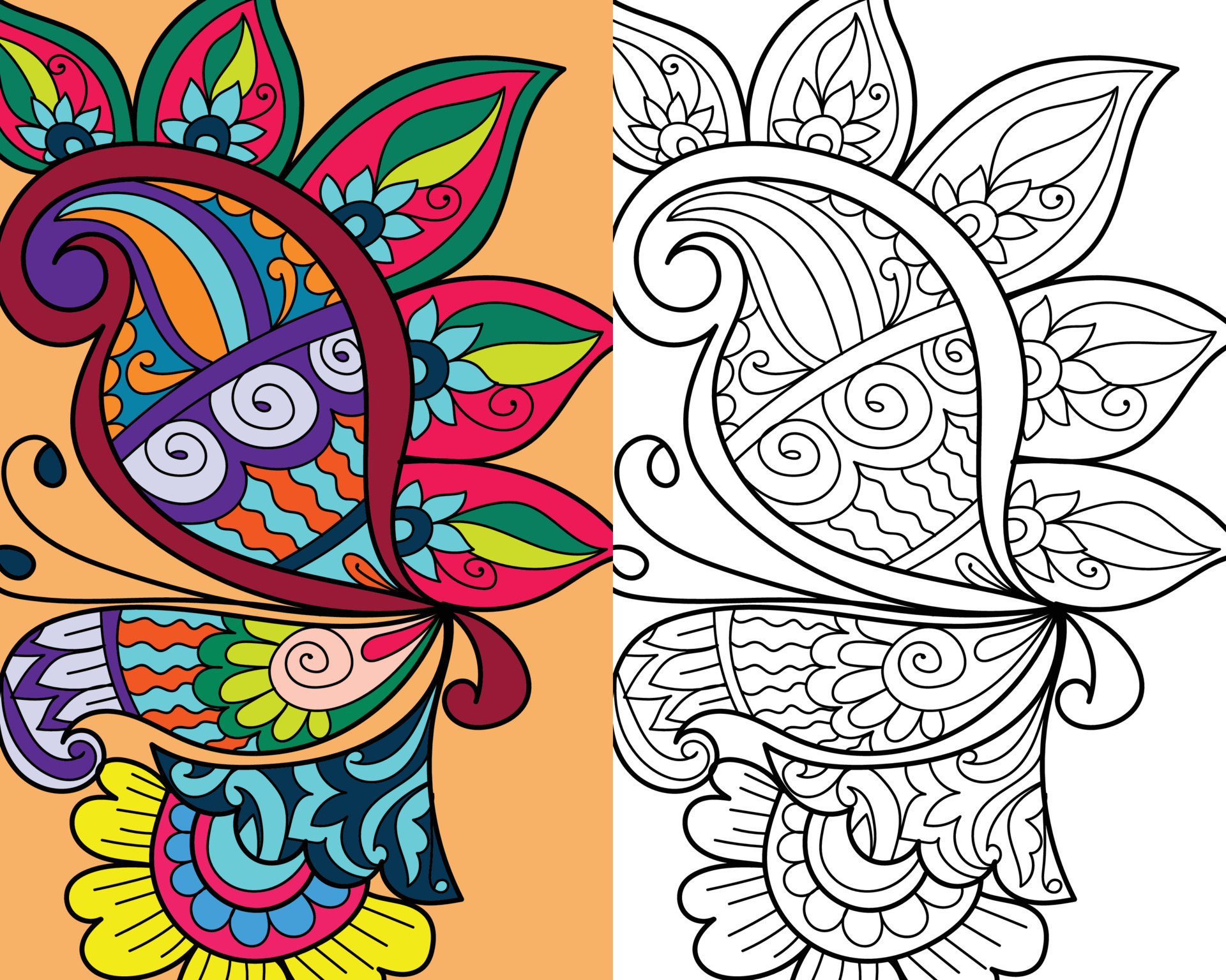 Decorative henna design coloring book page vector illustration 15694211 ...