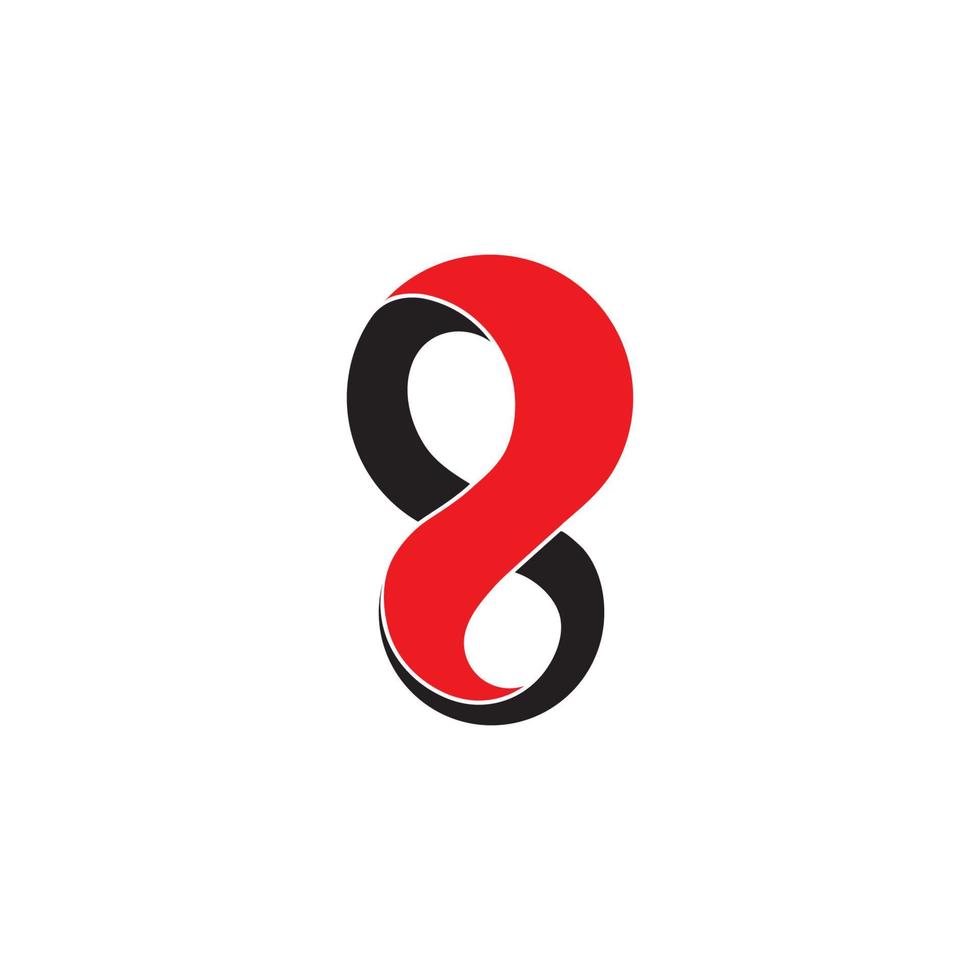 abstract number 8 3d ribbon logo vector