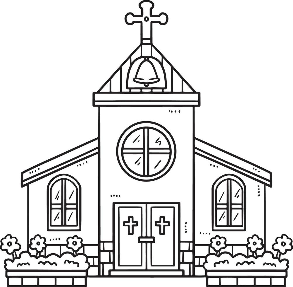 iglesia cristiana aislada página para colorear para niños 15694369 Vector  en Vecteezy