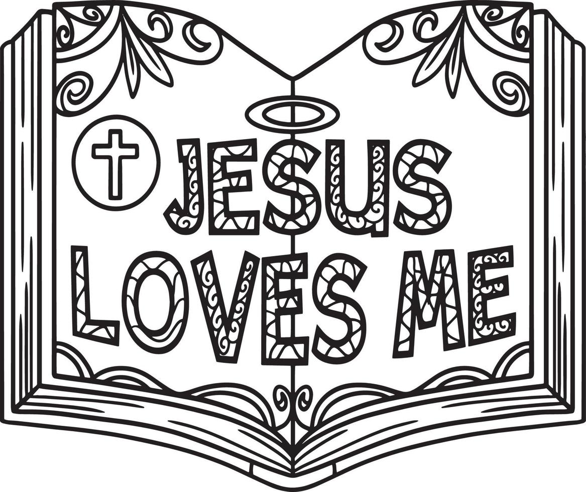 Christian Jesus Loves Me Isolated Coloring Page 15694374 Vector Art at