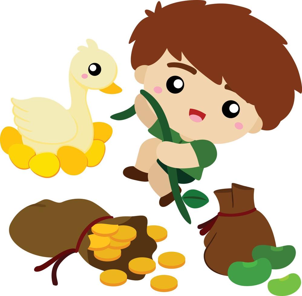 Jack and The Beanstalk Classic Story Illustration Vector Clipart