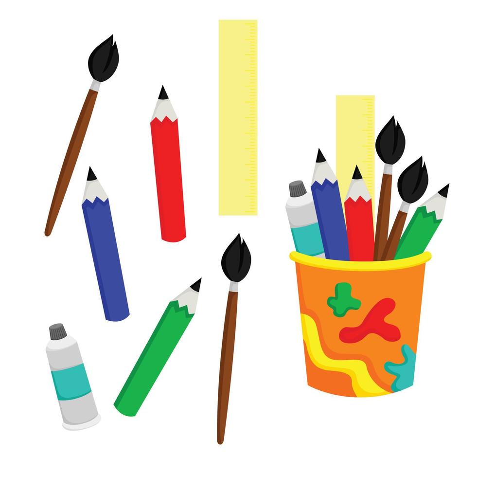 School Stationery Illustration Clipart Vector