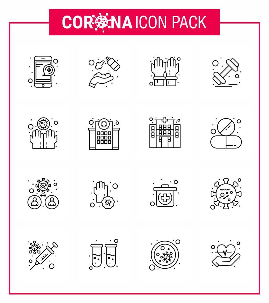 COVID19 corona virus contamination prevention Blue icon 25 pack such as dirty weight washing gym secure viral coronavirus 2019nov disease Vector Design Elements