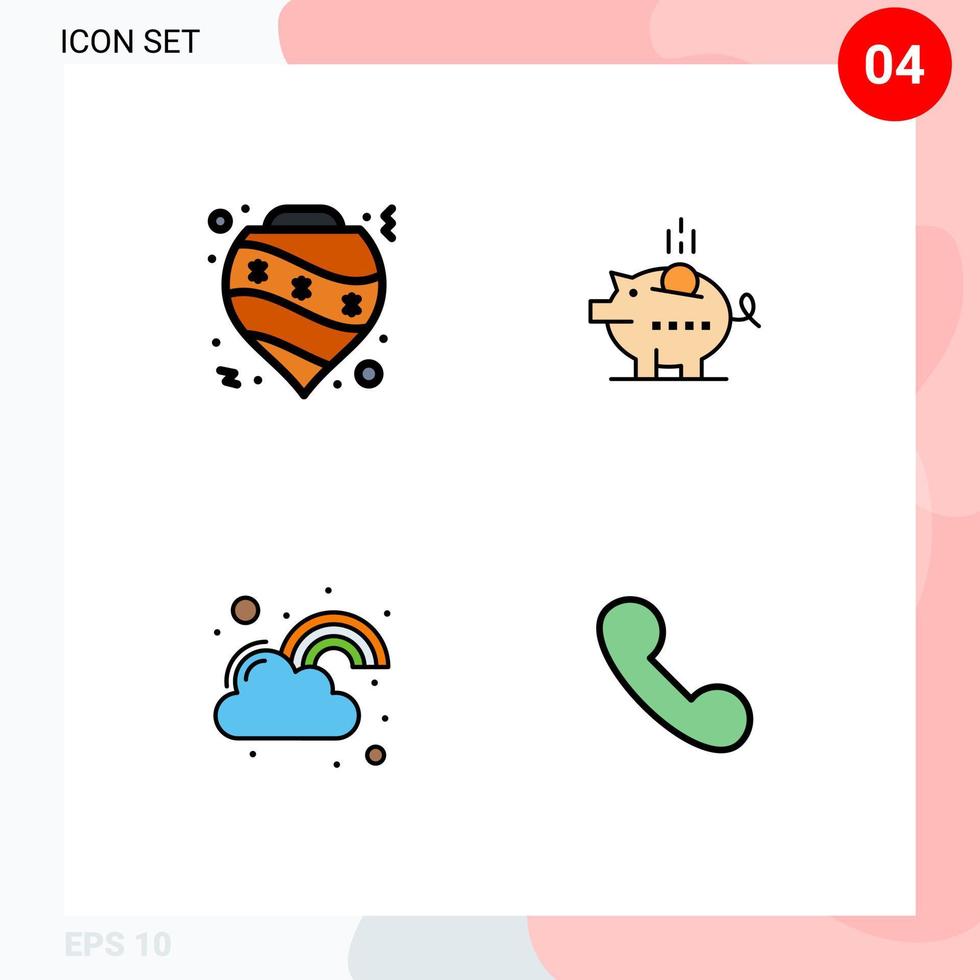 4 Creative Icons Modern Signs and Symbols of balls savings decoration economy happy Editable Vector Design Elements