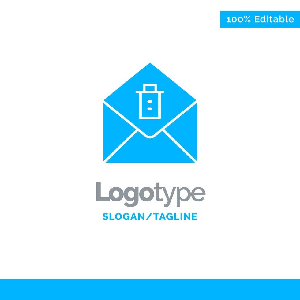 Mail Message Delete Blue Solid Logo Template Place for Tagline vector