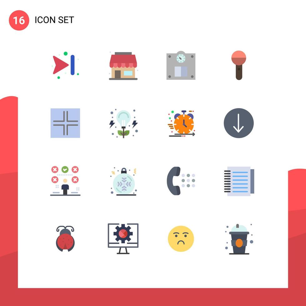 16 User Interface Flat Color Pack of modern Signs and Symbols of view screen weight layout press Editable Pack of Creative Vector Design Elements