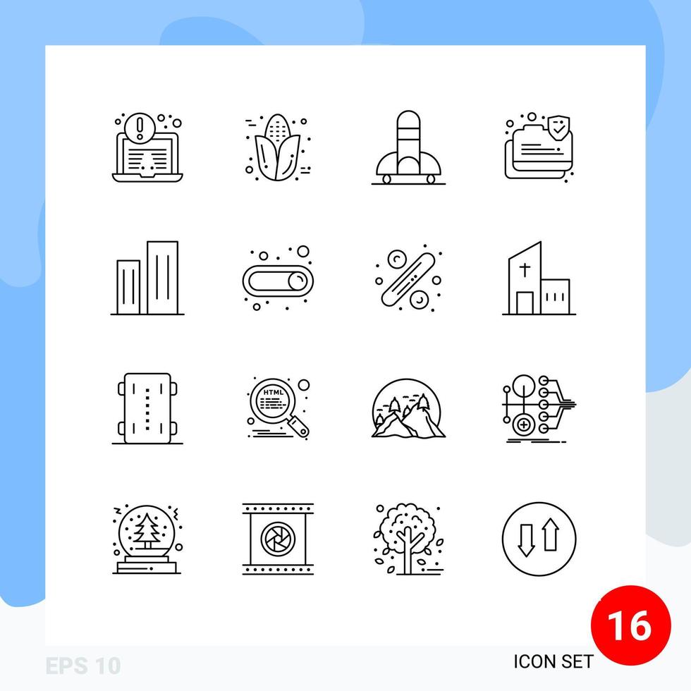 16 Universal Outlines Set for Web and Mobile Applications business architecture science secure data secure Editable Vector Design Elements