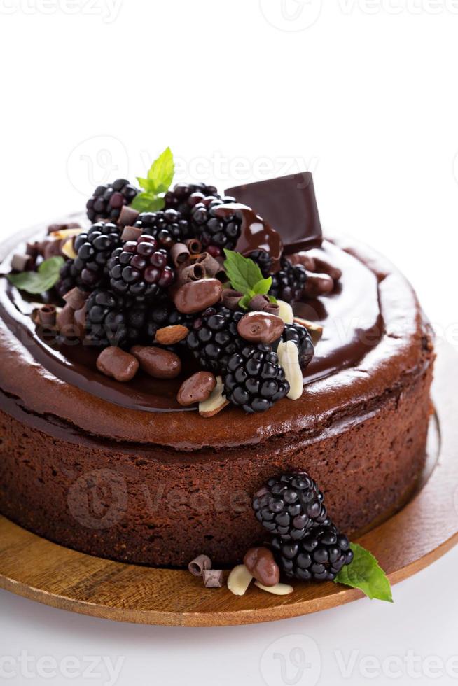 Chocolate cheesecake isolated on white background photo