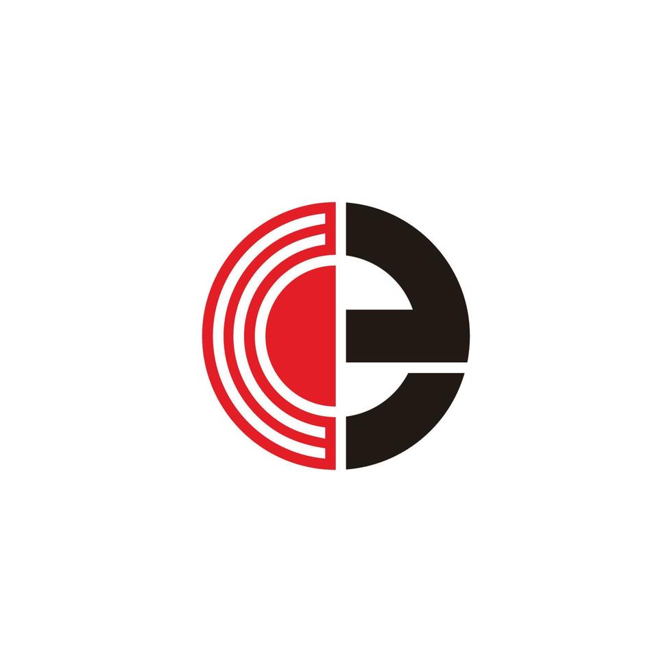 abstract letter ce simple stripes geometric circle logo vector