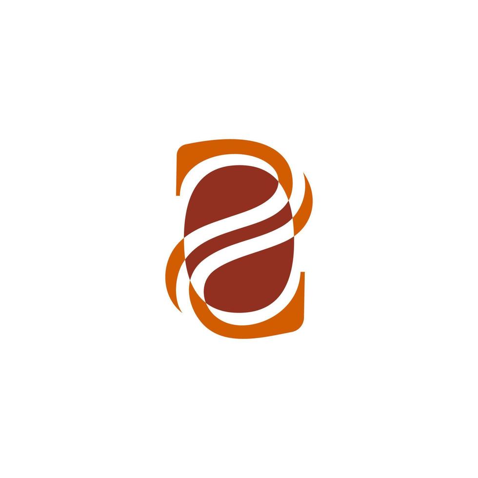 number two coffee bean shape abstract design symbol logo vector