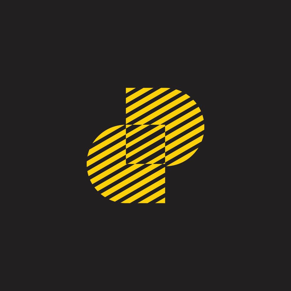letter dp stripes linked square logo vector