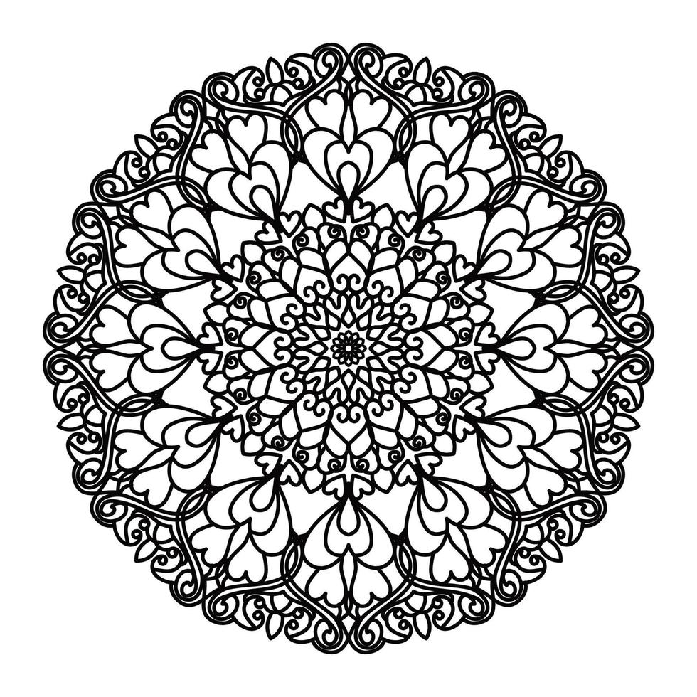 Black Mandala for Design. Mandala Circular pattern design for Henna, Mehndi, tattoo, decoration. Decorative ornament in ethnic oriental style. Coloring book page. vector