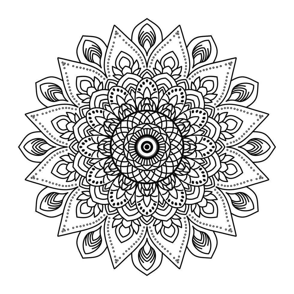 mandala negro para el diseño. diseño de patrón circular de mandala para henna, mehndi, tatuaje, decoración. ornamento decorativo en estilo étnico oriental. página del libro para colorear. vector