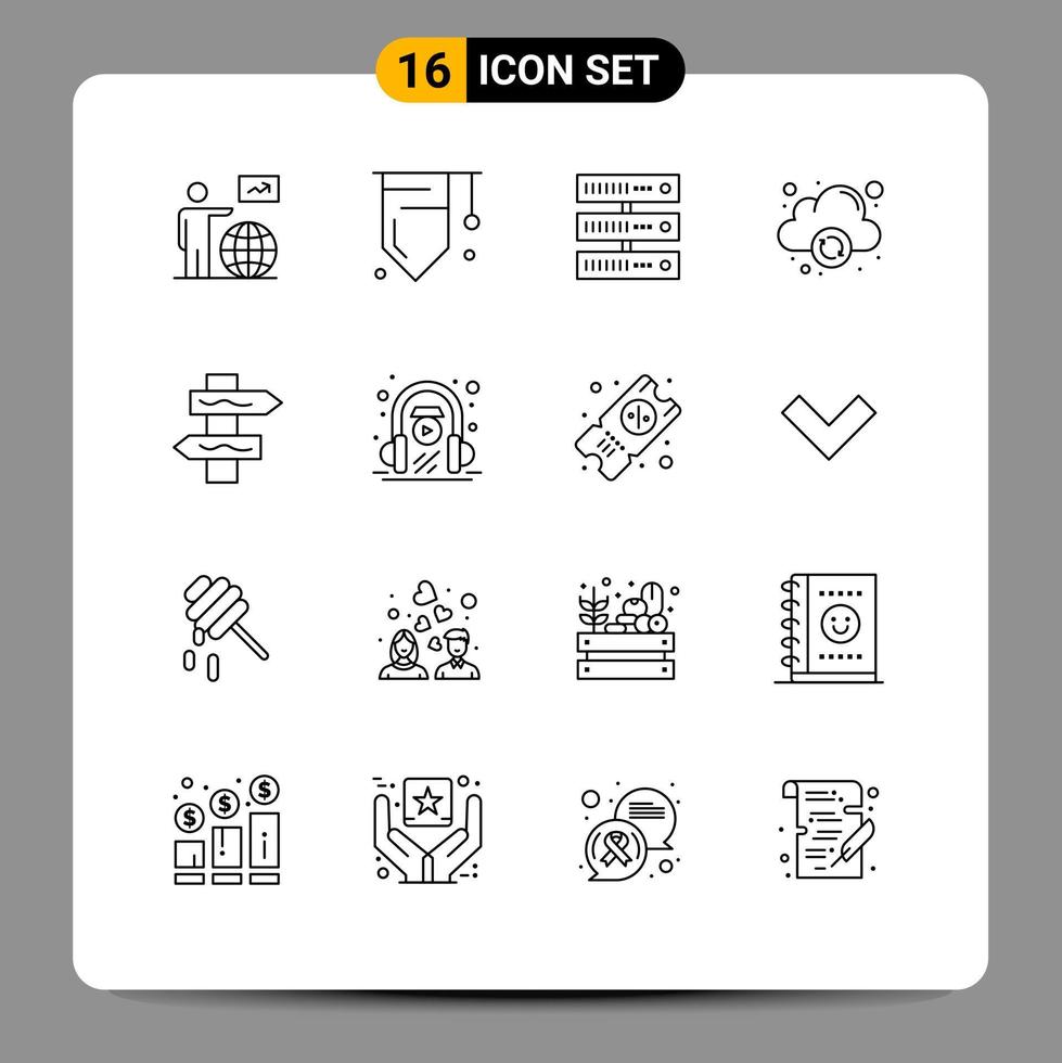 conjunto de 16 iconos modernos de ui símbolos signos para navegación en línea éxito computación red elementos de diseño vectorial editables vector