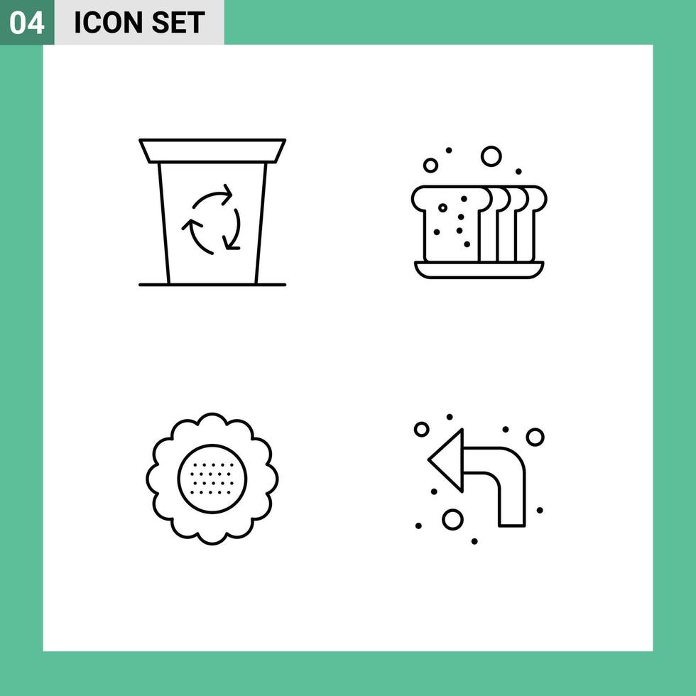 Pictogram Set of 4 Simple Filledline Flat Colors of recycle been floral bakery food nature Editable Vector Design Elements