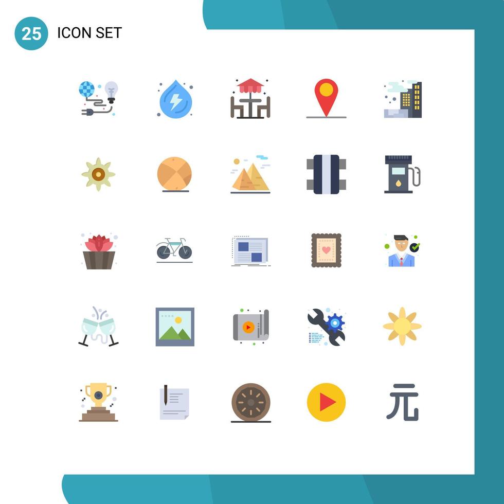 Modern Set of 25 Flat Colors and symbols such as city pin power location furniture Editable Vector Design Elements