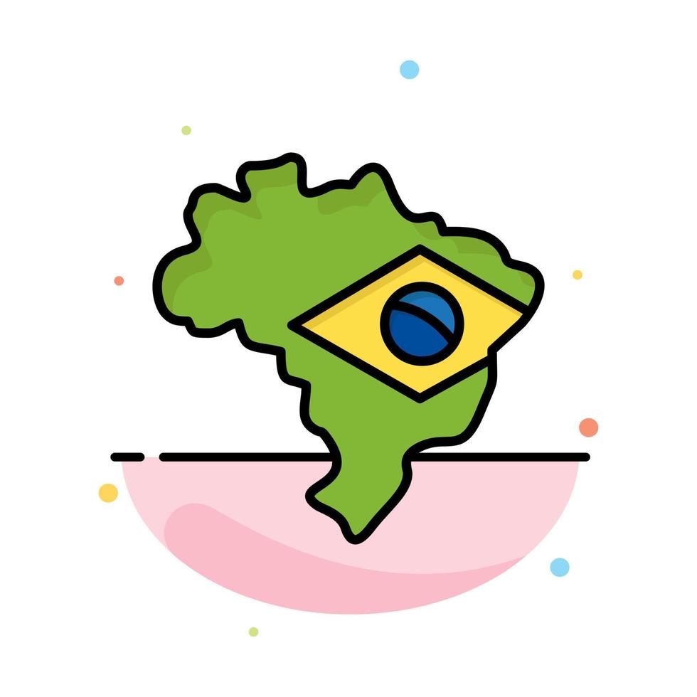 Map Flag Brazil Abstract Flat Color Icon Template vector