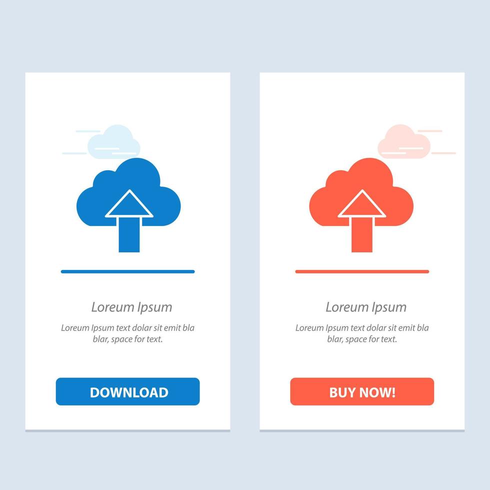 Arrow Upload Up Cloud  Blue and Red Download and Buy Now web Widget Card Template vector