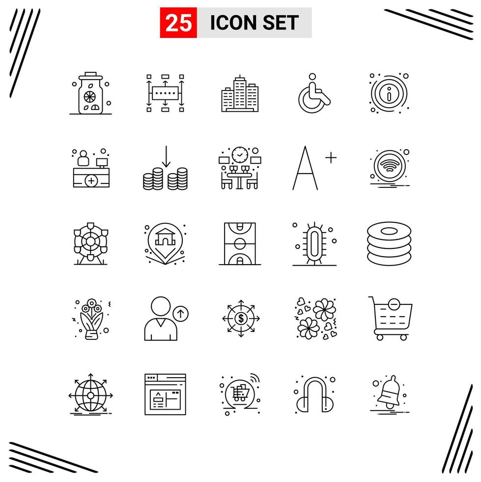 25 Icons Line Style Grid Based Creative Outline Symbols for Website Design Simple Line Icon Signs Isolated on White Background 25 Icon Set vector