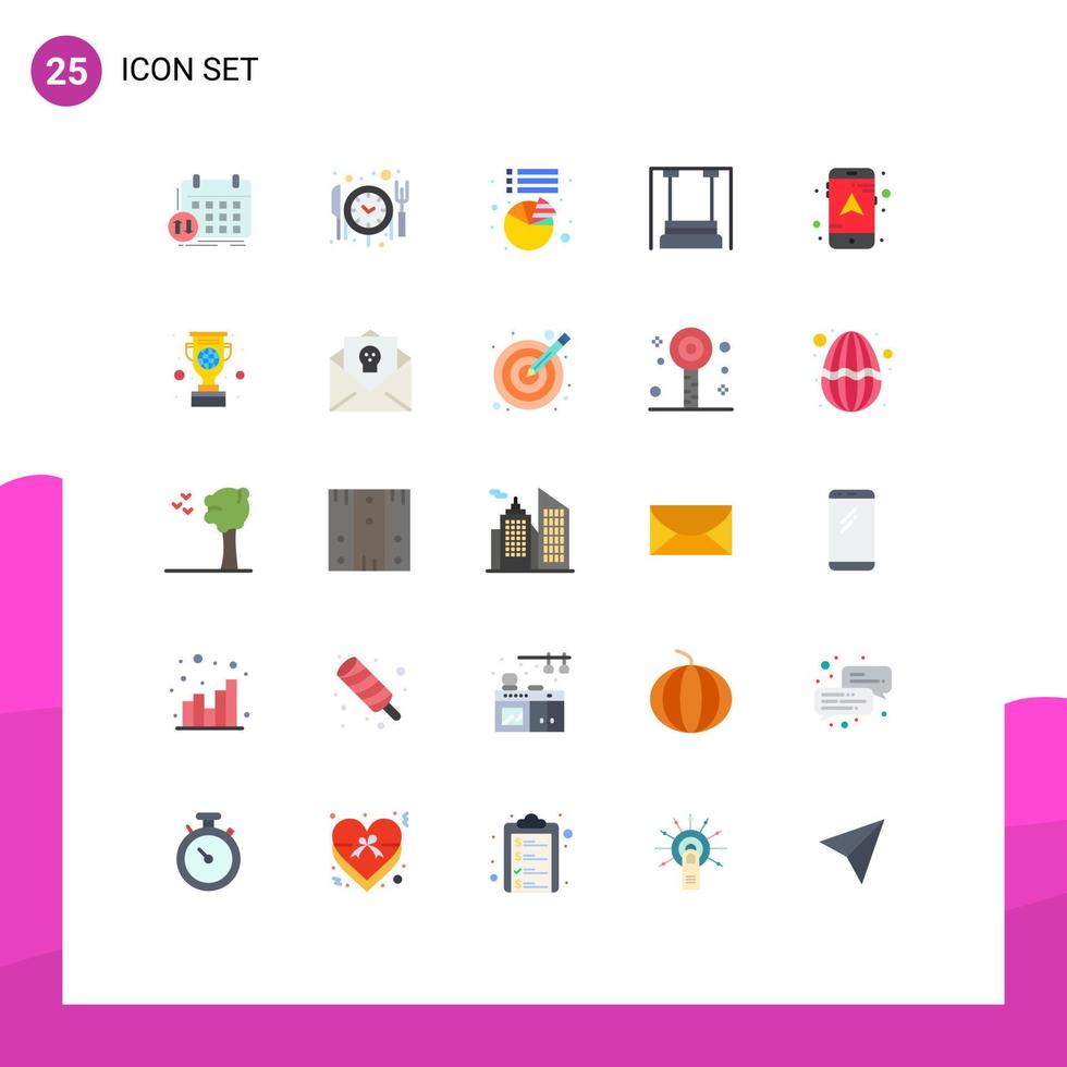 Group of 25 Flat Colors Signs and Symbols for mobile kindergarten chart kids childhood Editable Vector Design Elements