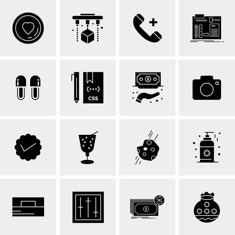 16 iconos de negocios universales vector ilustración de icono creativo para usar en proyectos relacionados con la web y dispositivos móviles