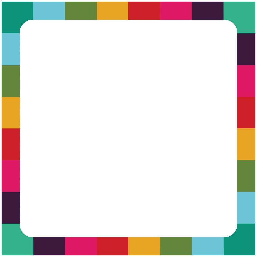 colorful square frame with rounded square areas at the corners. editable square frame in eps10 format. Can also be used as a background vector