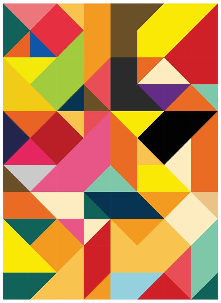 diseño de fondo con coloridos patrones geométricos en orientación vertical. fondo abstracto hecho de formas triangulares cuidadosamente dispuestas y combinaciones de colores únicas. vector